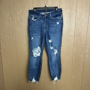 Judy Blue Distressed Skinny Jeans - Blue